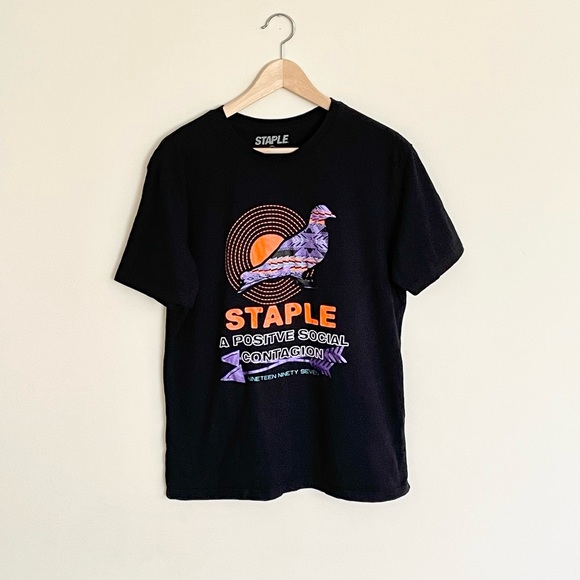 Staple Purple Pigeon Tribal Pattern Graphic Black T Shirt Men’s size Large - Picture 1 of 4